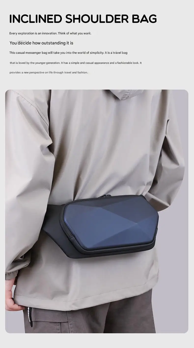 Men's New EV Shaped Waist Bag Fashionable Leisure Shoulder & Small Backpack Trendy Motorcycle Luggage & Saddlebags