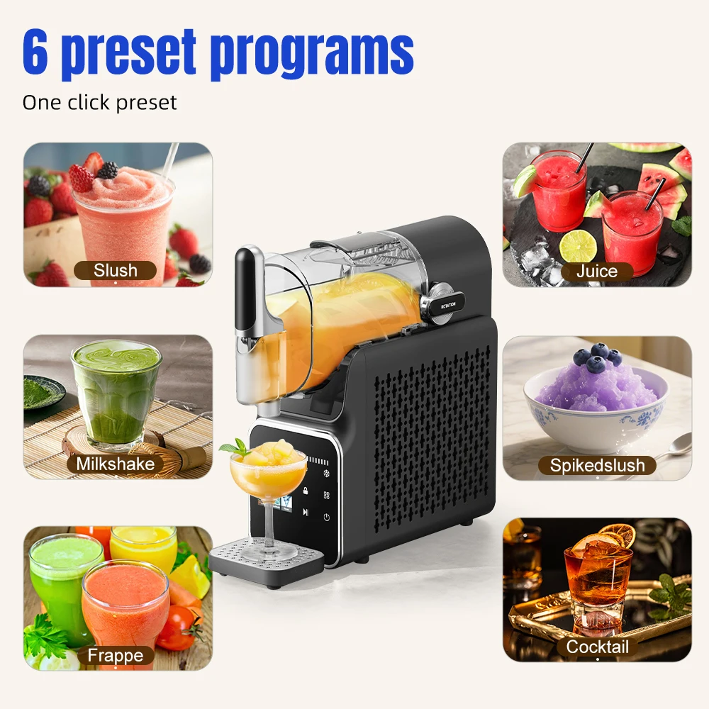 1.8L Slushy Maker Machine Household Single tank Barrel Soft Drinks Slushie Machine Frozen Drink for Home with Self-cleaning