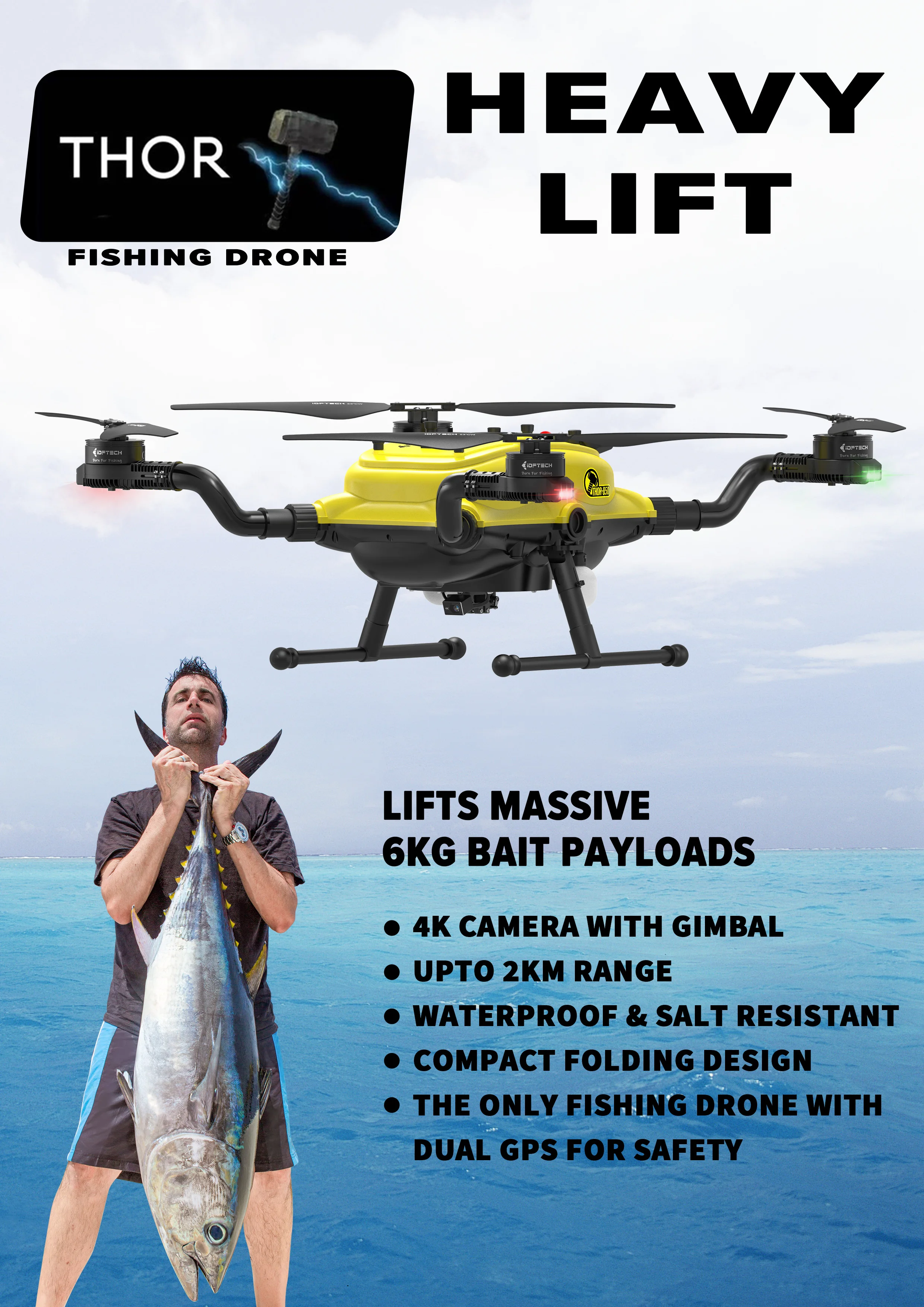 Fishing Drone Thor850 Fishing Drone With Bait Release 4k Camera 26min