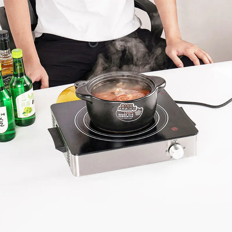 Single Burner Ceramic Hot Plate Stove with Thermostated Control Electric Power Source Coil Heating Element for Household Use
