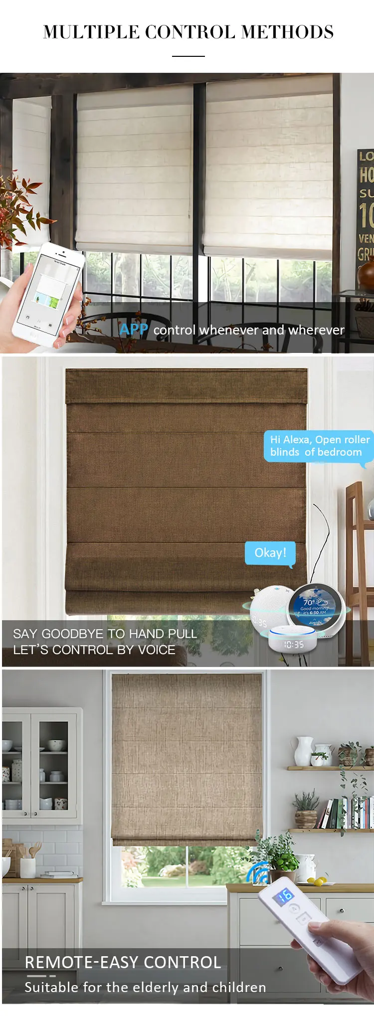 Smart Roman Wireless Remote Motorized Smart Roman Blind Window Curtains