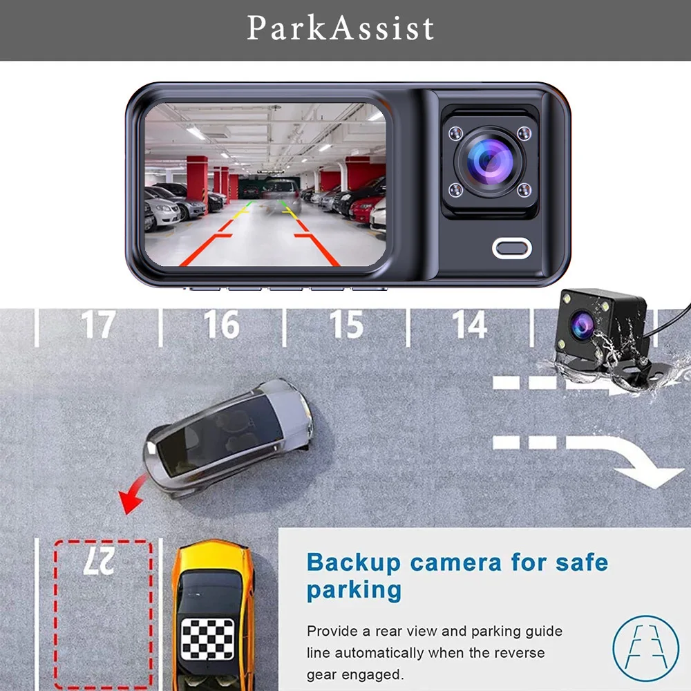 A98 2 İnç WIFI IPS Çift Lens FHD 1080P LED Gece Görüşlü Arka Görüş Kamerası Otomatik Kamera Araba DVR'ı ile Dash Kamera Video Kaydedici
