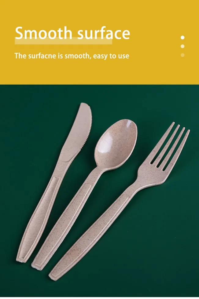Ecofriendly Travel Camping Flatware Set Biodegradable Wheat Straw
