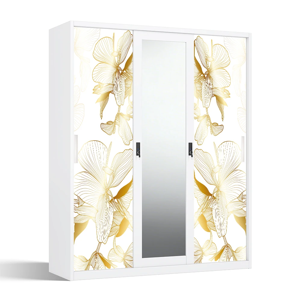 Steel Wardrobe with Printed Design and Sliding Doors 1500mm for Bedroom Storage