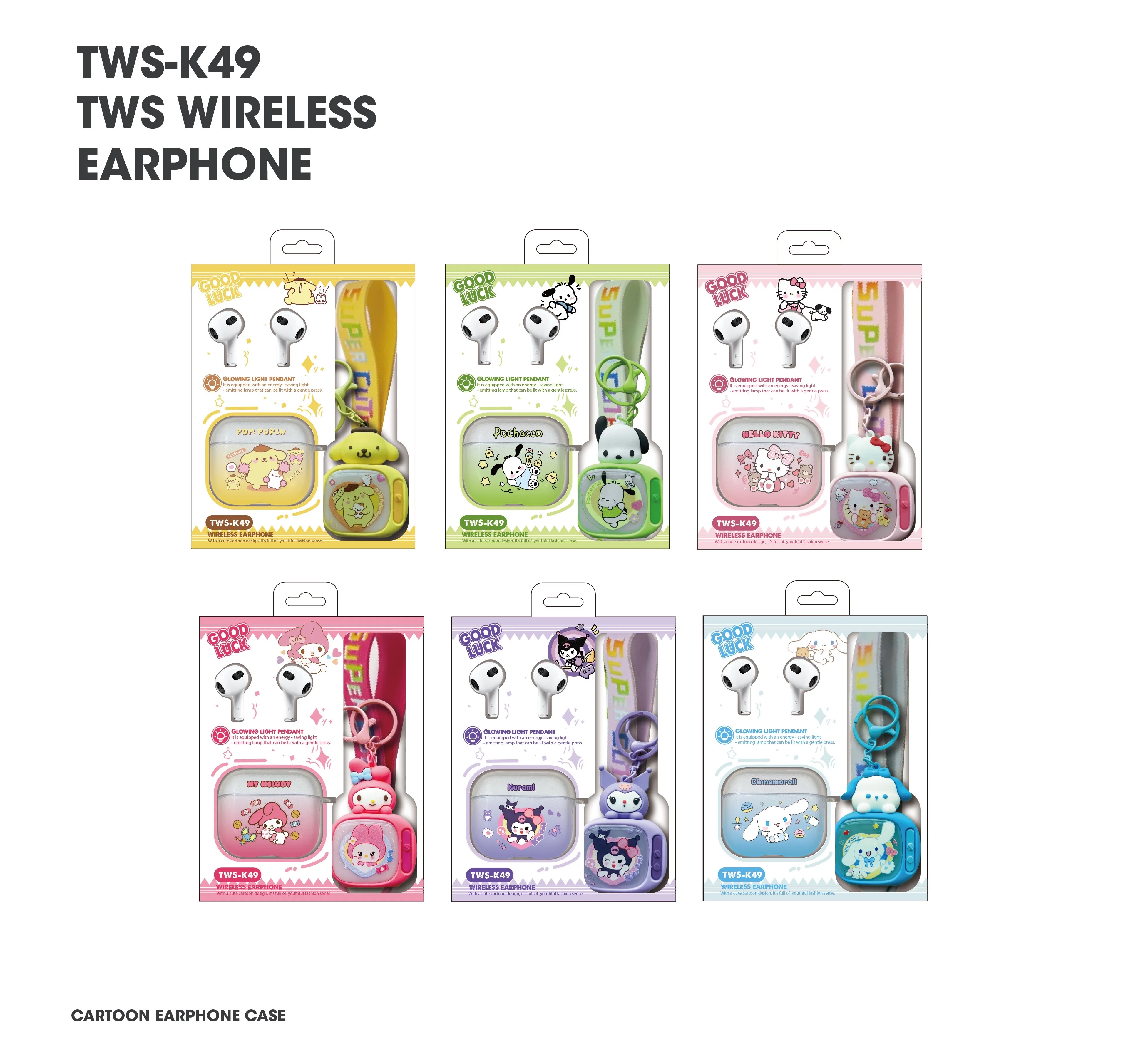 TWS-K49 Cute Student Cartoon Monster TWS Earbuds Wireless In-Ear ABS LED Battery Indicator