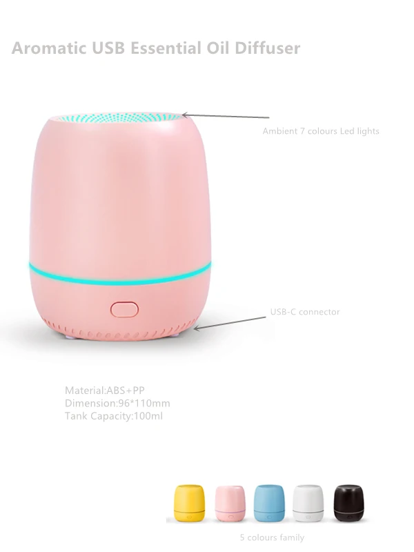 Amazon Hot Sale Usb-c Essential Oil Diffuser 100ml 7 Color Led Light ...