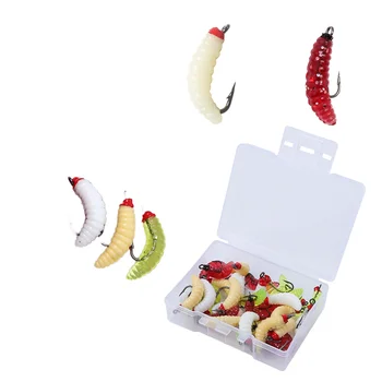 Boxed Set 20mm 0.45g Dipped Head Wax Worm Bionic Maggot Soft Lures, Micro Fishing Tackle for Minnow Zacco Wholesale – Soft Lure – view 2