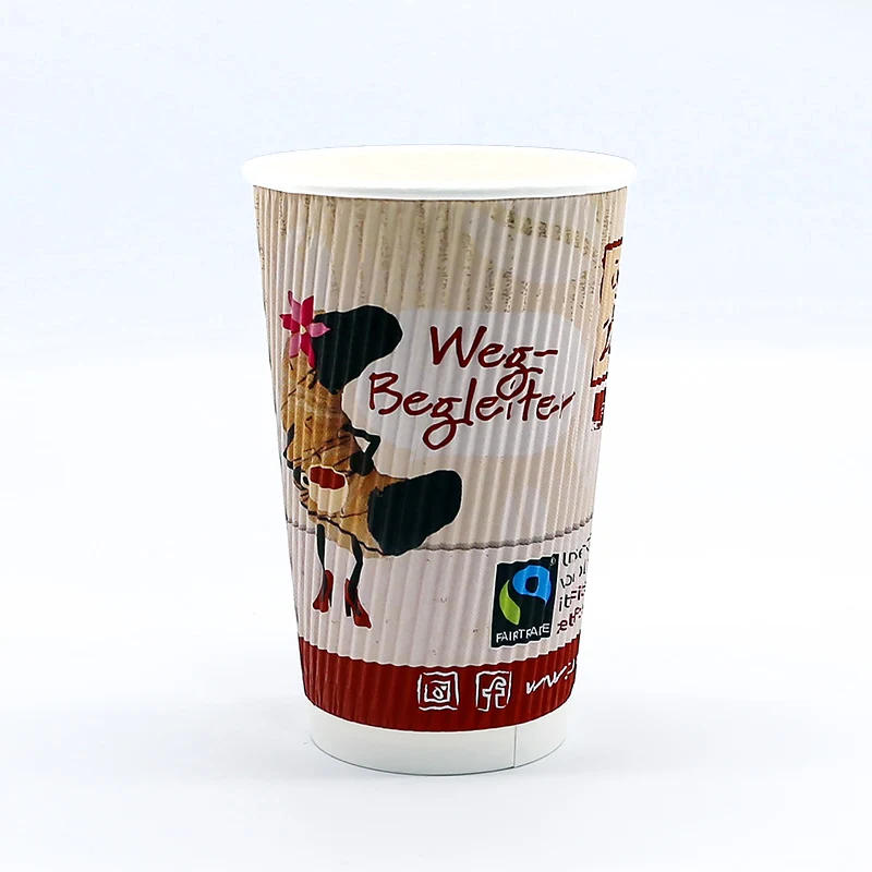 Disposable Hot Coffee Cups - Premium Quality Kraft Triple Wall Insulated Ripple Paper Cup Party - Disposable Coffee Cups