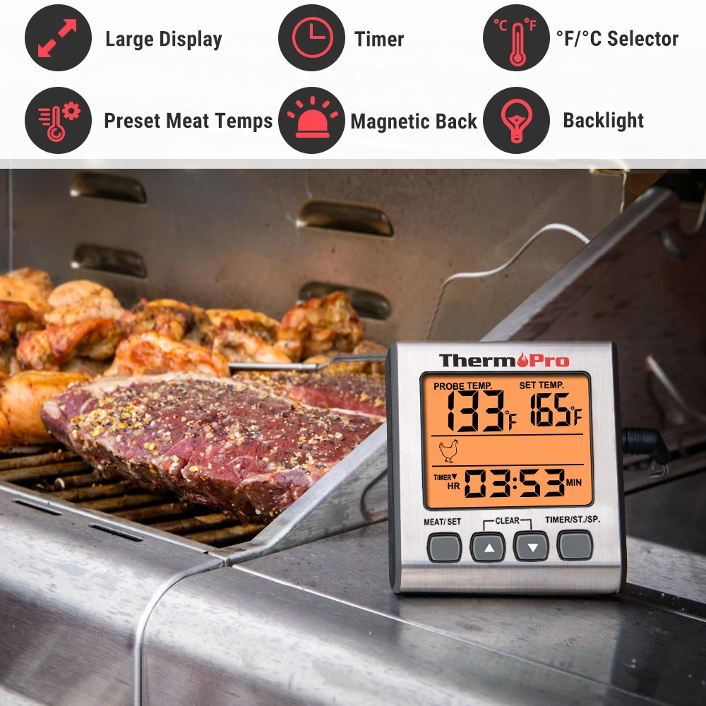 ThermoPro TP-16S Digital Meat Thermometer Kitchen Cooking ThermoCouple BBQ  Thermometer for Grilling with Temperature Sensor