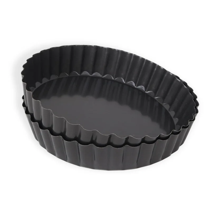 Round  Rectangular Heart-shaped Non-sticks Carbon Steel Removable Loose Bottom Quiche Tart Pan for Baking Tarts Quiches Dessert