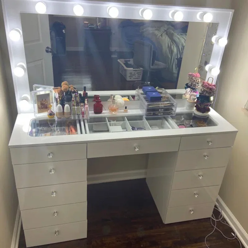 Factory White Bulb Dressing Table Wind Bucket Cabinet Makeup Table Special Photo Studio Dressing Table