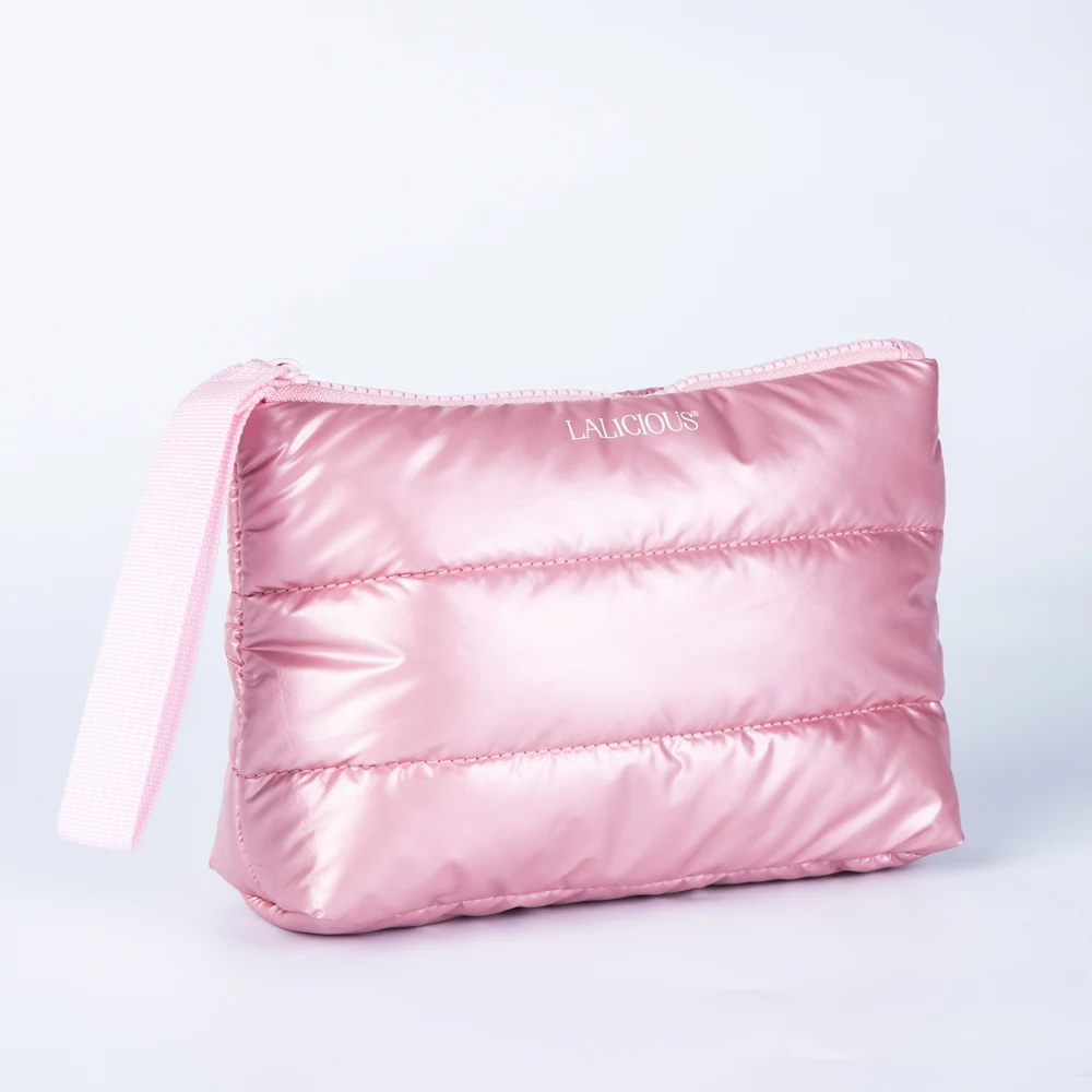 OEM-tilpassede reiseposer i nylon med fyll, kviltet skjønnhetspose med glidelås, organiserpose for kosmetikk til utendørs bruk