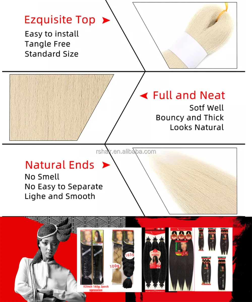 52inch Pre Stretched Braiding Hair Ombre Professional Yaki Strands