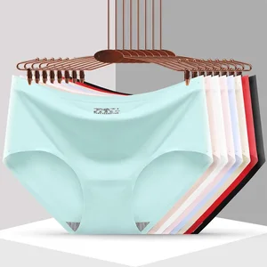 Women's Seamless Panties Female Lingerie Sexy Underwear Mid Waist Briefs Comfort Panty Plus Size Underpants