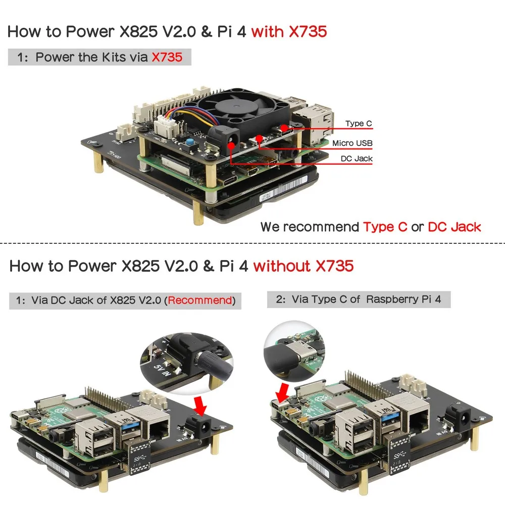 Raspberry Pi X825 V2.0 Board with 2.5 Inch SATA HDD/SSD