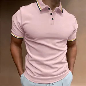 Summer New Men's Polo Shirt with Threaded Collar and Short Sleeved Business Casual Top