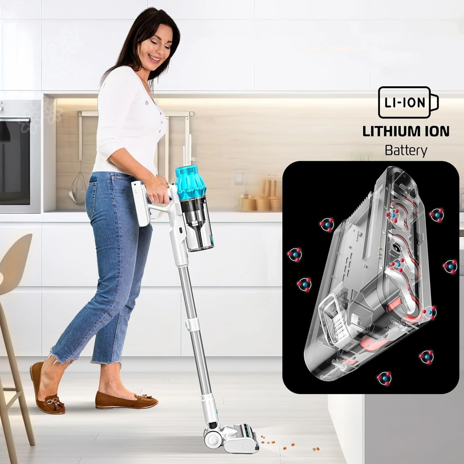 Vacuum Cleaner with High Quality, Factory Manufacturer Customization A34D, 400W, Strong Suction, Sky Blue-white Colour
