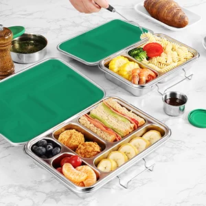 2024 Aohae best sell school children thermal 5 compartments leakproof 304 stainless steel bento lunch box for  kid supplier