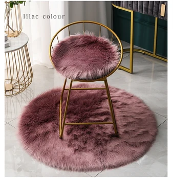 hot sale round Fluffy Shaggy long pile sheepskin faux fur Carpets and Rugs for chair sofa