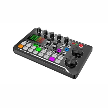 F998 Audio Mixer Live Sound Card MIC Microphone Mobile Phone Voice Changer Karaoke for Broadcast Recording Live Streaming