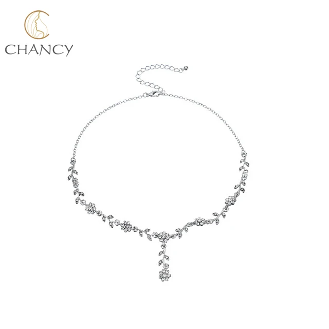 Luxury Alloy Flower Bridal Necklace & Earrings Set
