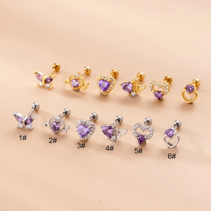 2022 Wholesale Gold Stud Earrings Women Luxury Purple Zircon Heart  Butterfly Earrings Stainless Steel - Buy Designer Earrings Wholesale,Fashion  Earrings Wholesale,Earrings Women Trendy Product on Alibaba.com