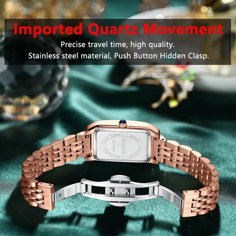POEDAGAR 365 High Quality Diamond Watch Top Brand Fashion Business Rectangle Waterproof aperçu 4