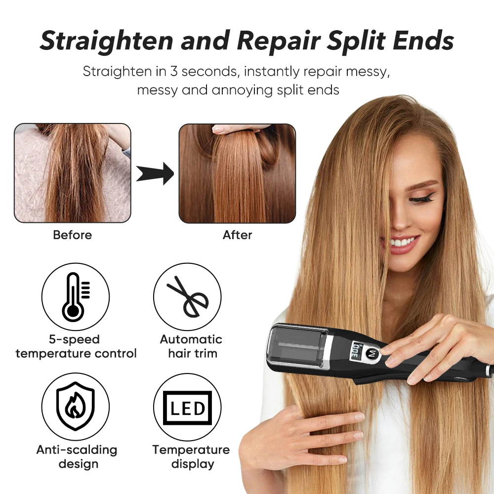 2 In 1 Flat Irons Ceramic Hair Straightener And Hair Trimmer