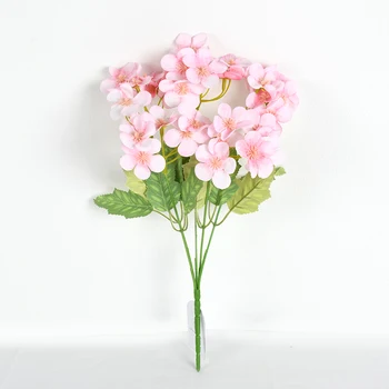 Wholesale Faux Geranium Bush 5 forks Malus Spectabilis Flowers Silk Flowers Artificial Geraniums for Decor