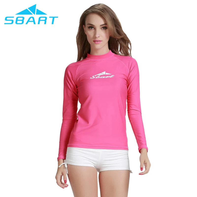 Sbart Women Long Sleeve Rash Vest UPF 50+ Swim Shirt Chlorine Resistant Rashie Women Quick Dry Surfing Rash Guard