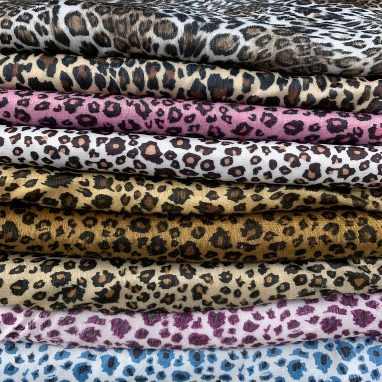 Leopard tiger Pattern Fabric Crystal Soft Short Plush Printed Polyester Flannelette Fabric for Doll Accessories