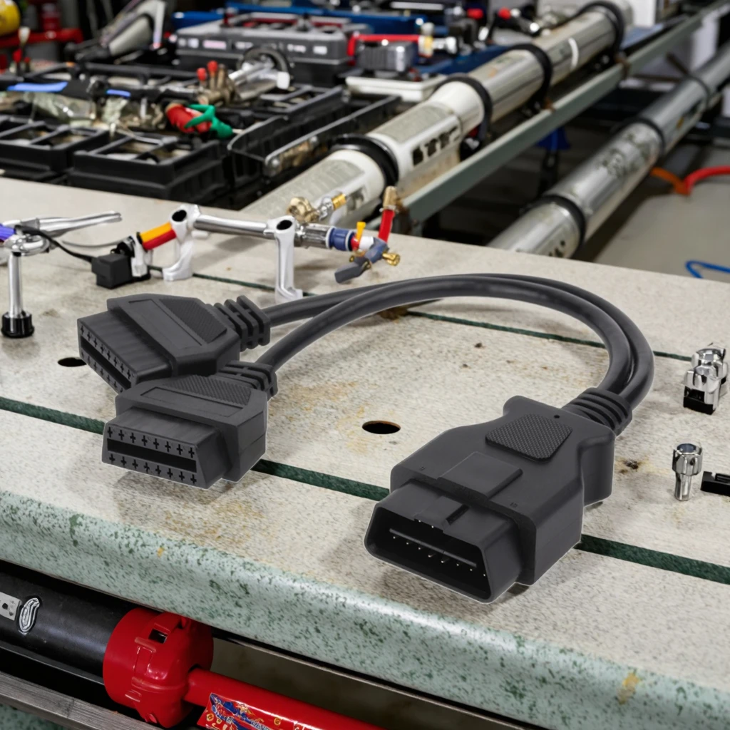 Custom OBD/OBD2/OBDII 16pin J1962 Universal 12/24V Male Female 26AWG Copper Core 1m Extension Cable with PVC Insulation