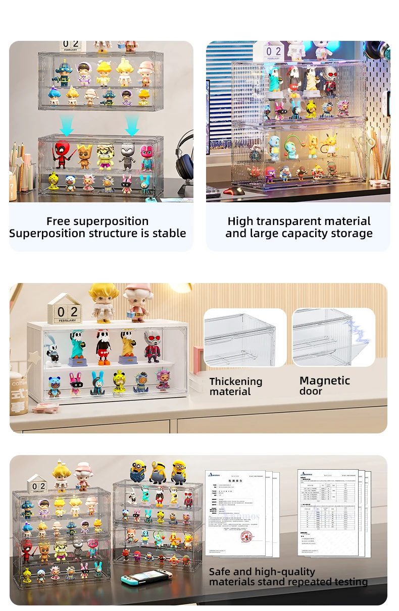 Wannuo Container Style 2-layers Handwork Display Box Transparent Doll Display Boxes  Plastic Storage Bins & Boxes With Magnet supplier