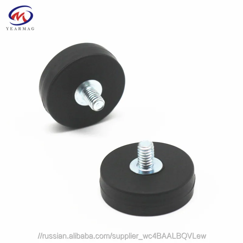 D22mm неодимовый магнит резиновой куртки с резьбовым стержнем