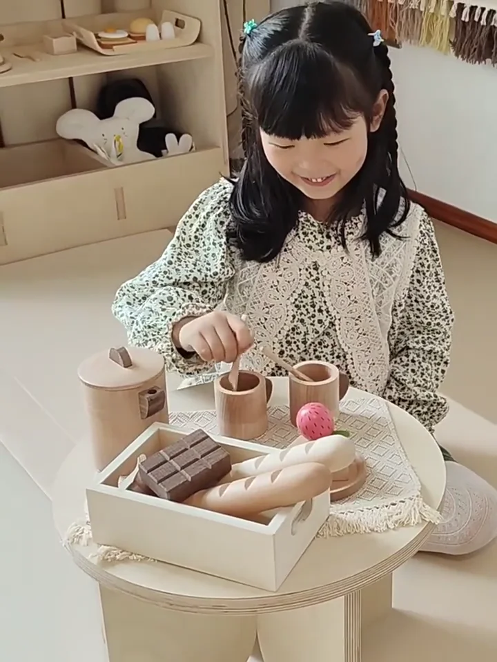 Birthday Cake Play Set Wooden Tea Gender Neutral Toys Wood Cake Tea Set