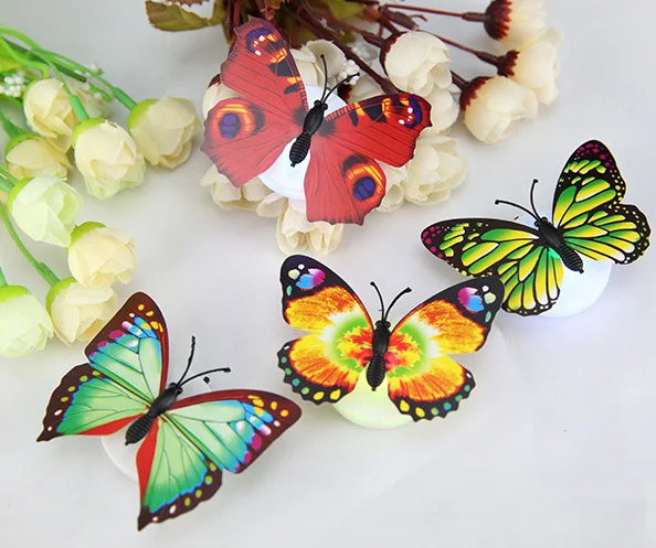 Wholesale wedding decoration 3D butterfly night lamps USB Mini LED home decor lighting Small Square Night Light