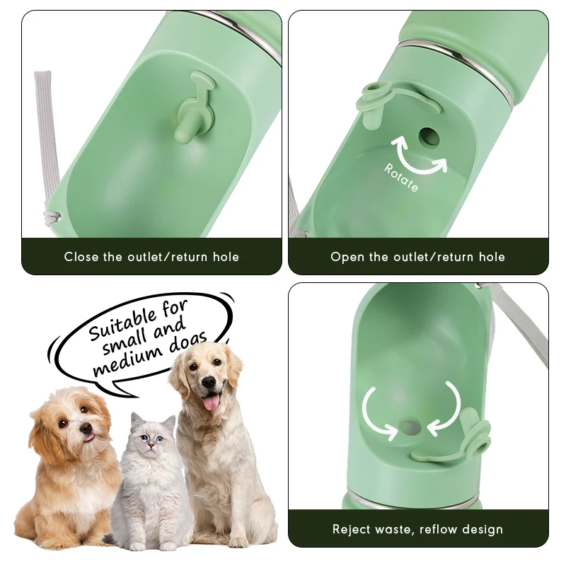 Travel Dog Water Bottle Stainless Steel Portable Pet Bowl - Main Image