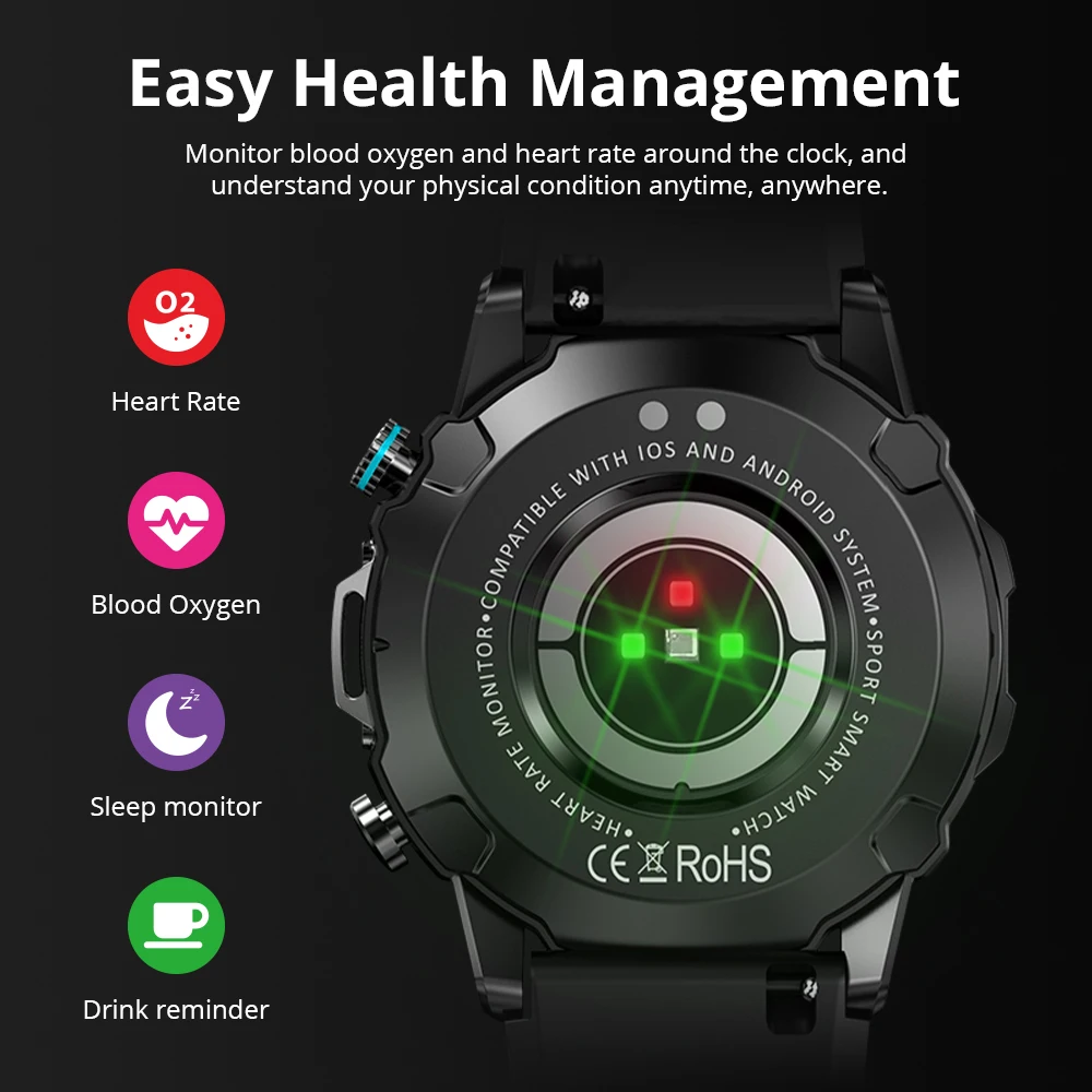 Latest Factory Custom Cheap Price Smartwatch User Guide Hypoxemia Monitor Mens Women IP68 Waterproof Enclosure Round Smart Watch