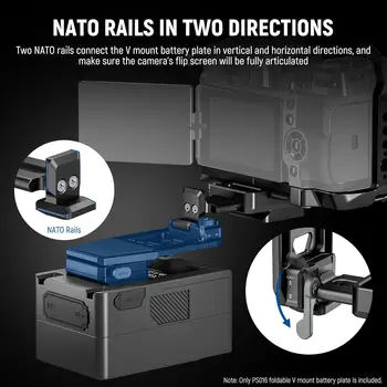 NEEWER V Mount Battery Plate with NATO Rails, Arca Type Baseplate for RS4 Pro RS3 Pro Gimbal, Modular DSLR Camera Video Rig product image