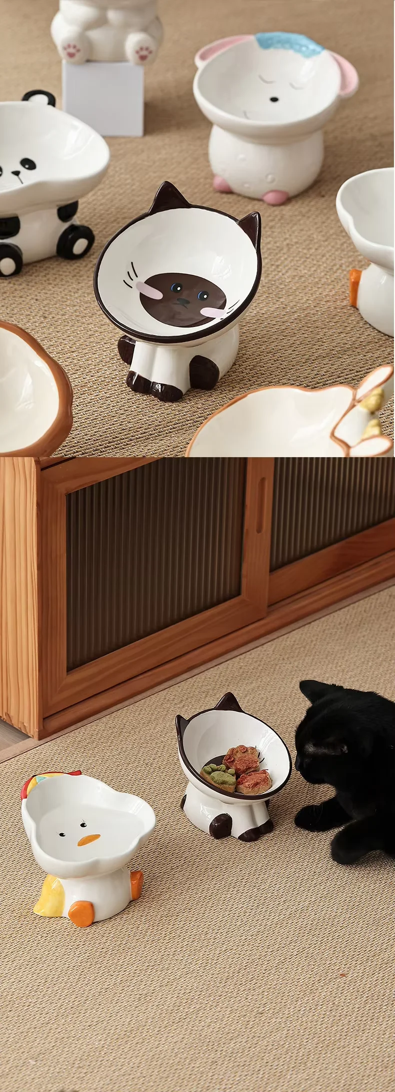 Cute Diagonal Cat Bowl Eco-Friendly Ceramic Protection Cervical Vertebra Prevents Upset for Dog Rice Cat Food Pet Supplies supplier
