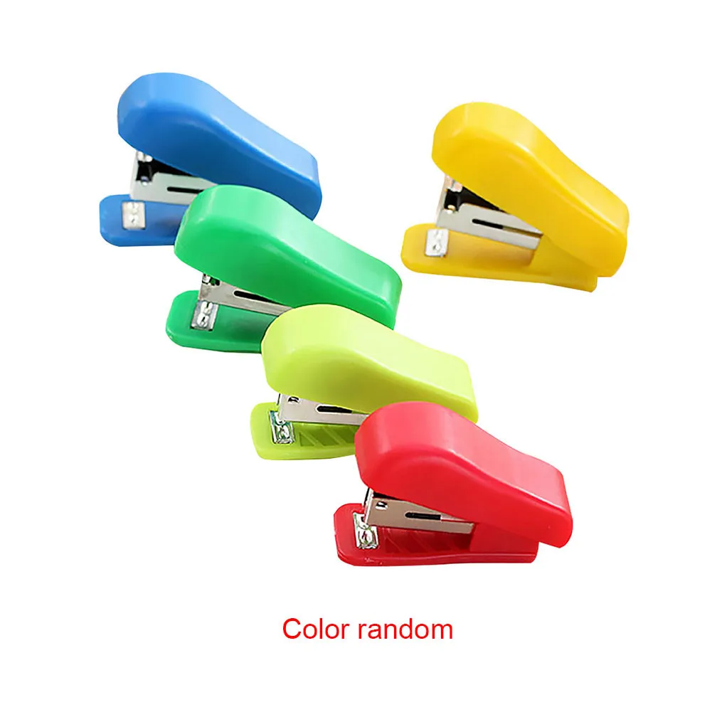 Random Color Stapler Solid Office Stationery Cute Mini Stapler for No. 10 Staples