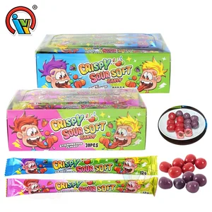 Fruit Flavor Sour Crispy Chewy Gummy Candy Center Filling