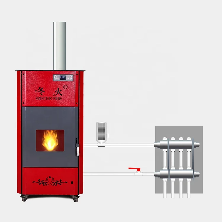 Wood Pellet Stove 10kW  Automatic Biomass Central Water Heating Fireplace Wood burner Pellet Boiler for Home Heating