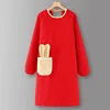 RedLZ803Corduroy long sleeve rabbit ears