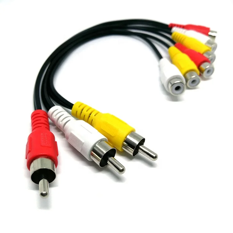 3.5mm 4-Pole Plug to 3 RCA Female Adapter PVC Coated Stereo Audio Video Cable for AV LCD TV HD TV & Monitor for Speakers