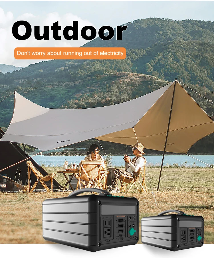 Buiten 600W mobiele elektriciteitscentrale Draagbare Nood Solar Camping Power Station 5