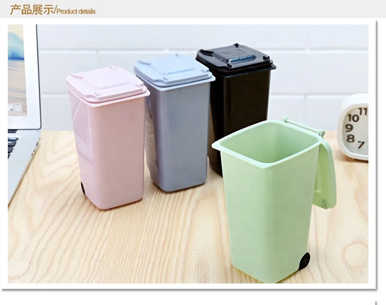 Plastic Mini Trash Can Pen Holder Desktop Mini Dustbin Storage Desk Organizer