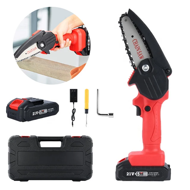 4 Mini Handheld Electric Chainsaw Cordless Chain Saw 21V 800W