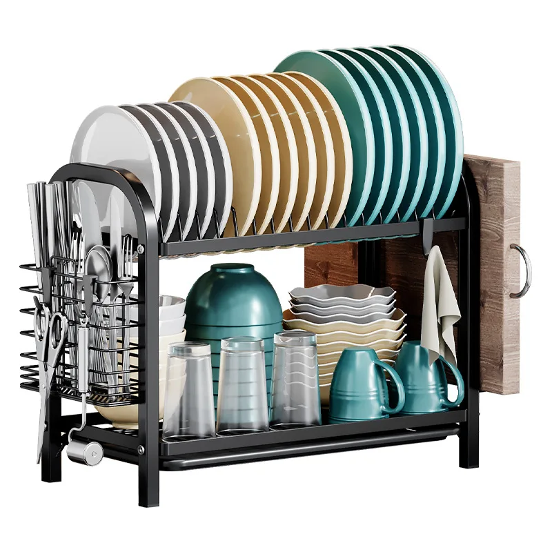 Kitchen Multifunctional Standing Type Drying Dish Rack Chopsticks and Knife Storage Box Holder