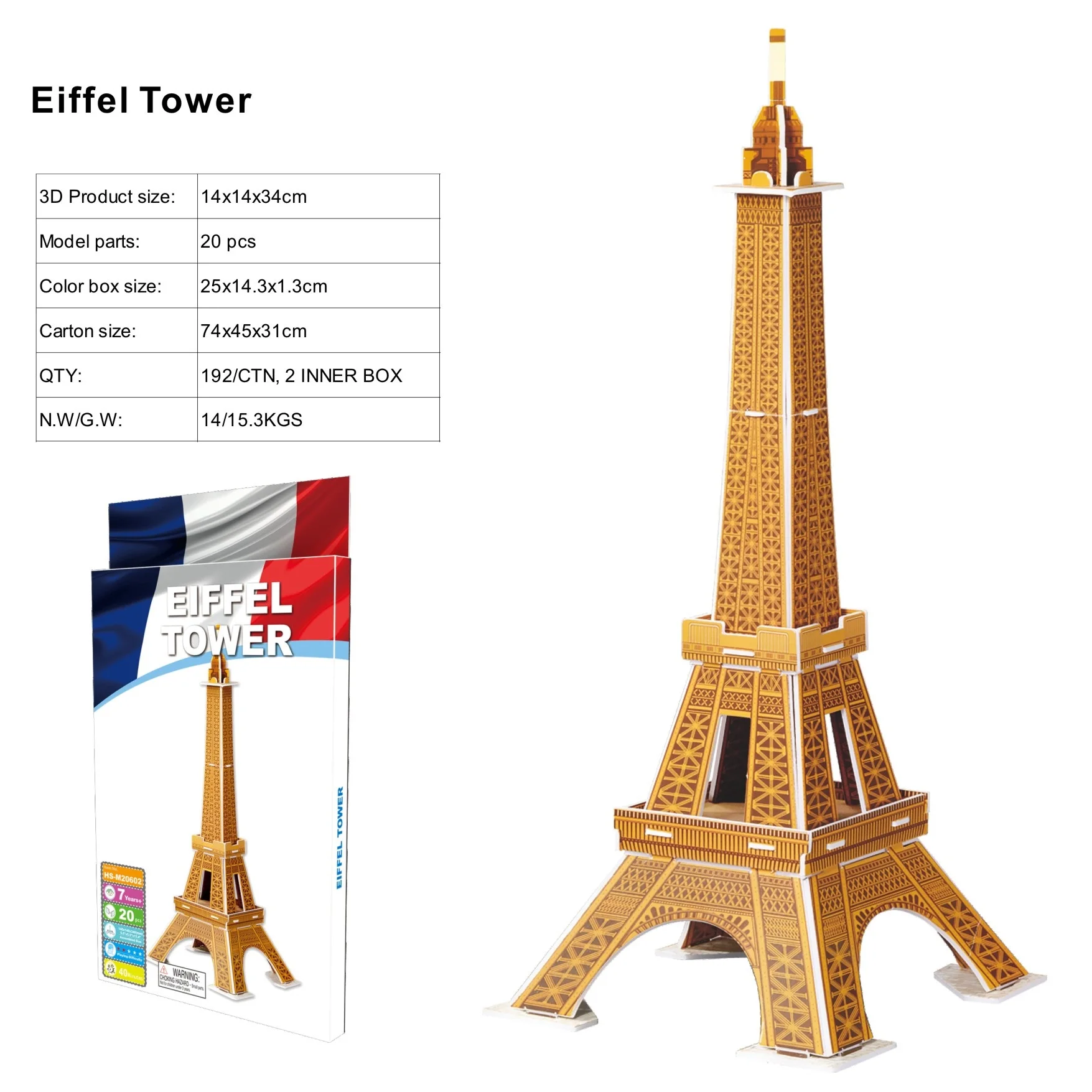 Torre Eiffel Quebra-Cabeça De Madeira Brinquedos 3D Para Crianças